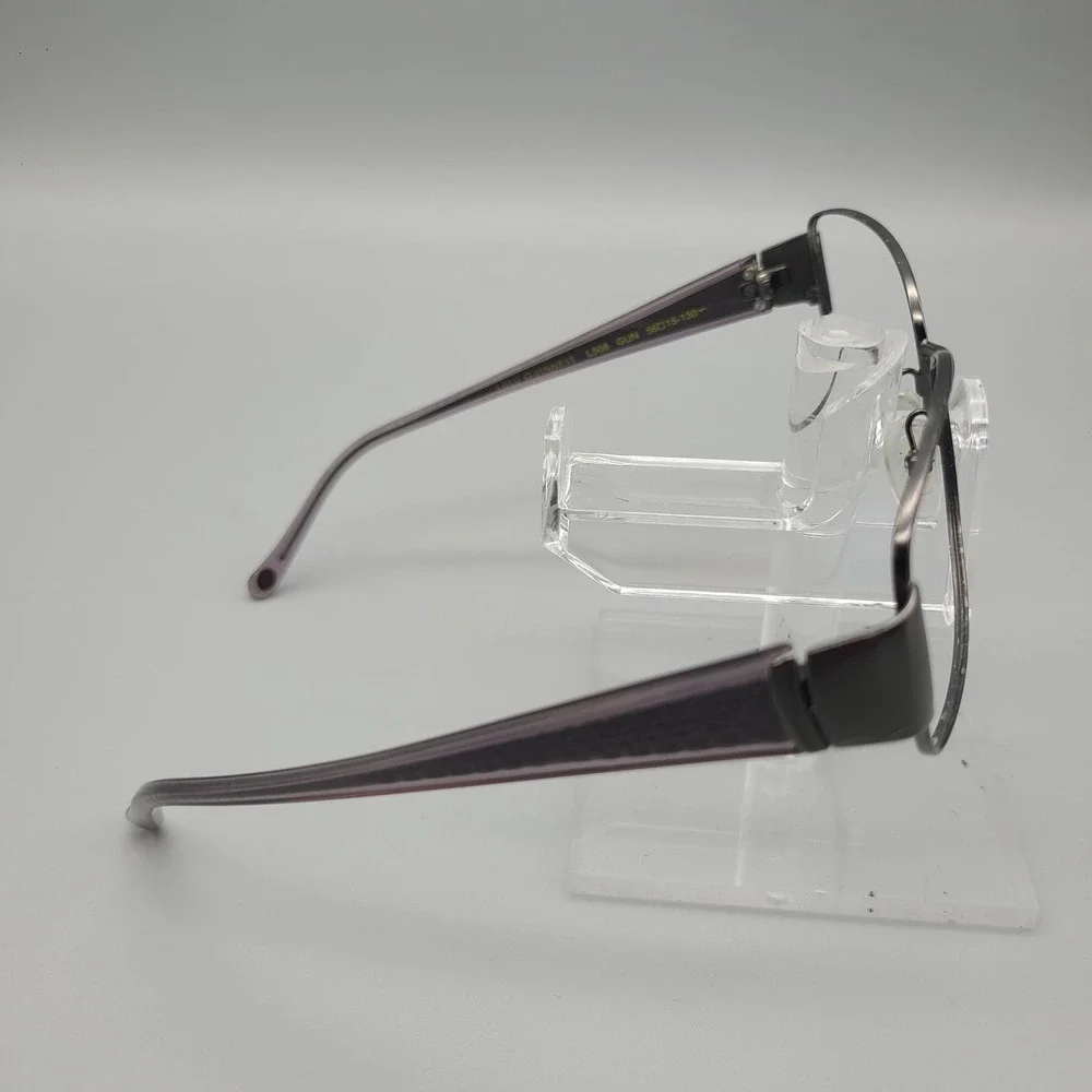 Lulu Guinness L506 Gunmetal Purple Oval Eyeglass Frames 56-15-130